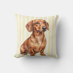 Almohada decorativa de perro salchicha al aguarela