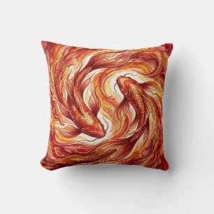 Almohada Decorativa de Pez Koi Rojo Fuego – Arte A