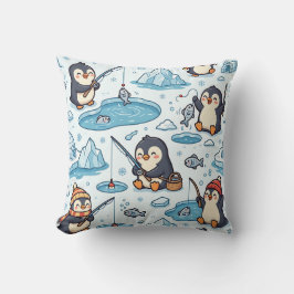 Almohada Decorativa de Pingüino Pescando – Patrón 