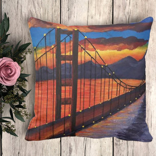 Almohada decorativa de pintura acrílica del puente