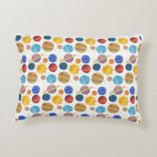 Almohada Decorativa de Planetas y Sol Coloridos