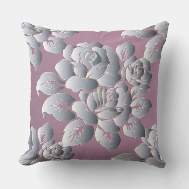 Almohada decorativa de plata/rosa (Anverso)