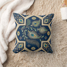 Almohada Decorativa de Plumas de Pavo Real Elegant