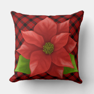Almohada decorativa de Poinsettia de Navidad