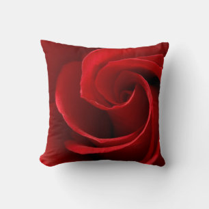 Almohada decorativa de poliéster con rosa roja, Al