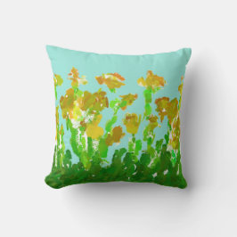 Almohada decorativa de poliéster floral verde y do