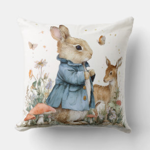 Almohada Decorativa de Primavera Conejo Ciervo Flo