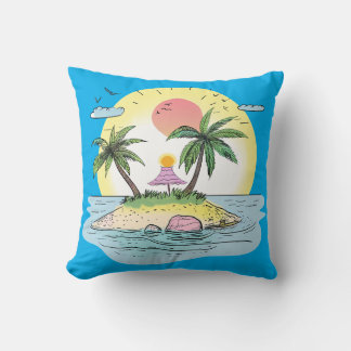 Almohada decorativa de puesta de sol en isla tropi