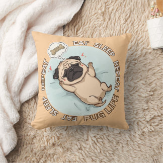 Almohada Decorativa De Pug Dormido Soñando Con Gol