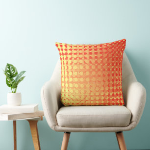 Almohada decorativa de puntos rojos y amarillos co