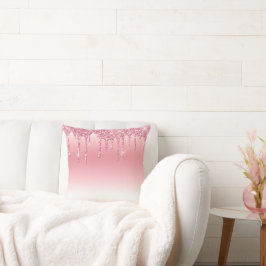 Almohada decorativa de purpurina goteante rosa