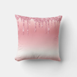 Almohada decorativa de purpurina goteante rosa