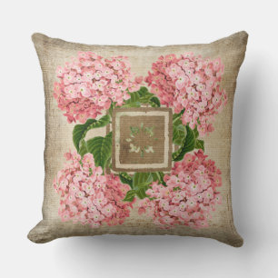 Almohada Decorativa de Racimos de Hortensias Rosas