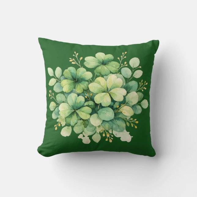 Almohada decorativa de ramitas de ramo de trébol (Anverso)