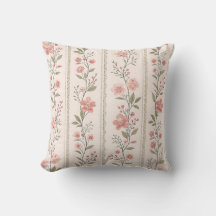 Almohada decorativa de raya floral Vintage Blush –