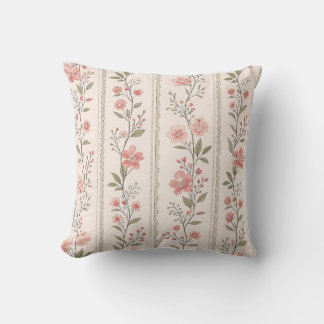 Almohada decorativa de raya floral Vintage Blush –