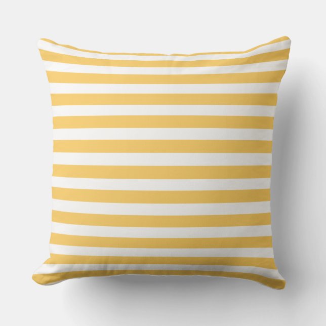 Almohada decorativa de rayas amarillas y blancas (Anverso)