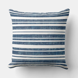 Almohada decorativa de rayas azules y blancas