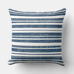 Almohada decorativa de rayas azules y blancas