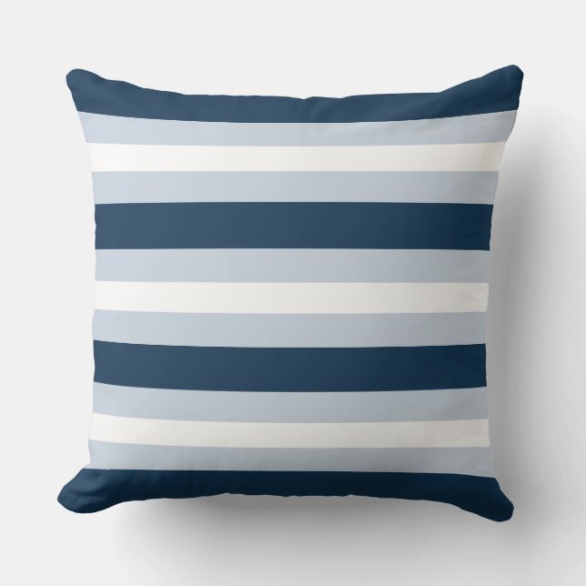 Almohada decorativa de rayas azules y blancas (Anverso)