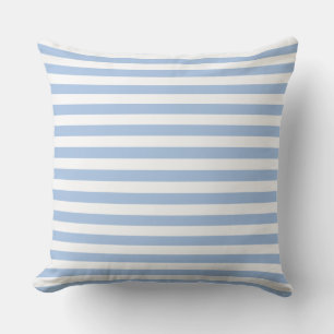 Almohada decorativa de rayas blancas y azul claro