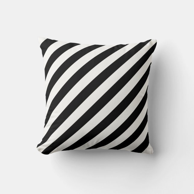 Almohada decorativa de rayas blancas y negras (Anverso)