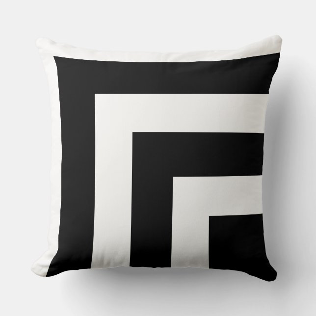 Almohada decorativa de rayas blancas y negras (Anverso)
