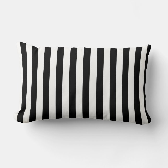 Almohada decorativa de rayas blancas y negras (Anverso)