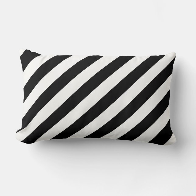 Almohada decorativa de rayas blancas y negras (Anverso)