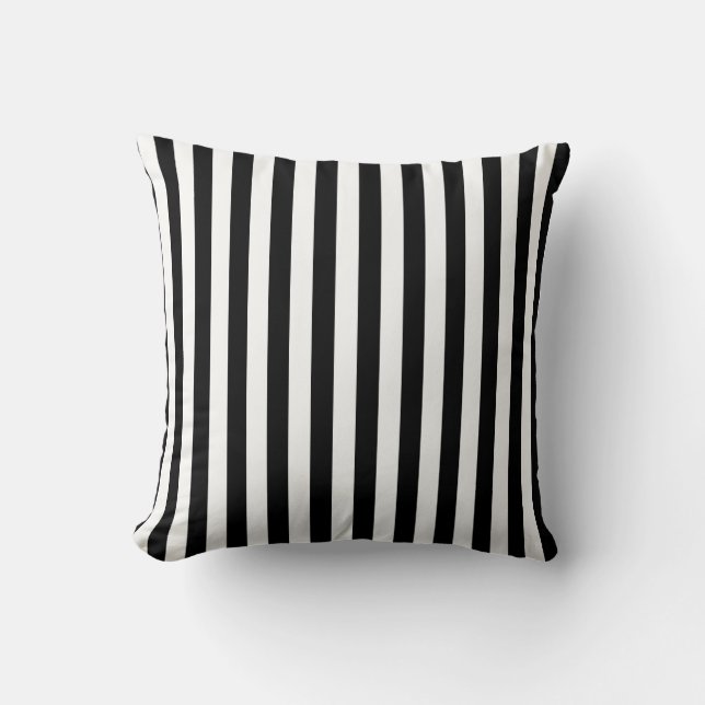 Almohada decorativa de rayas blancas y negras (Anverso)