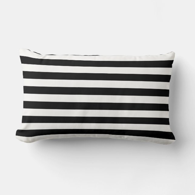 Almohada decorativa de rayas blancas y negras (Anverso)