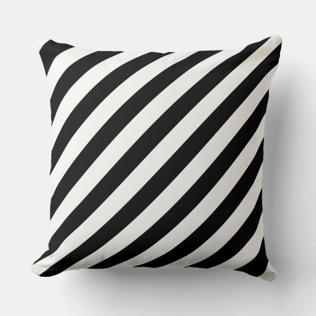 Almohada decorativa de rayas blancas y negras (Anverso)