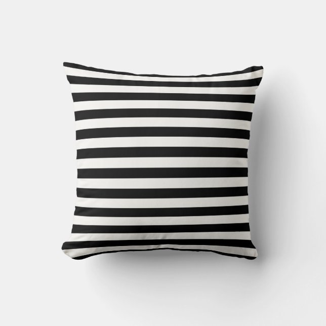 Almohada decorativa de rayas blancas y negras (Anverso)