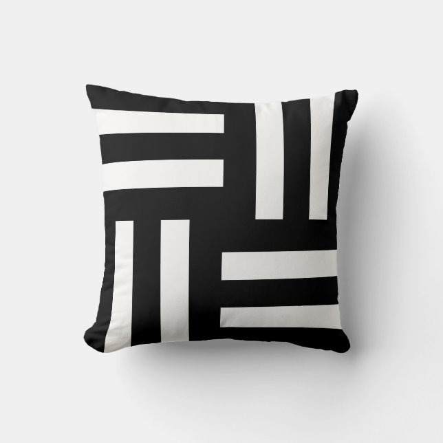 Almohada decorativa de rayas blancas y negras (Anverso)