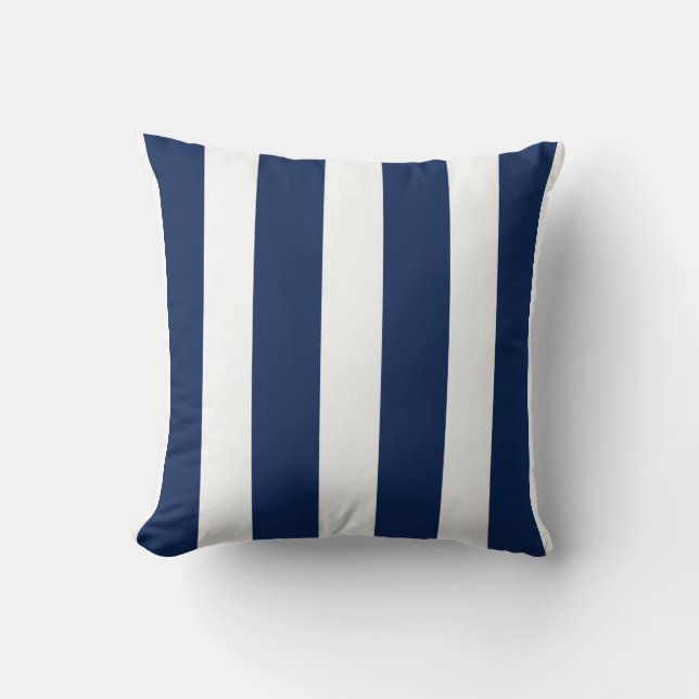 Almohada decorativa de rayas verticales azul marin (Anverso)