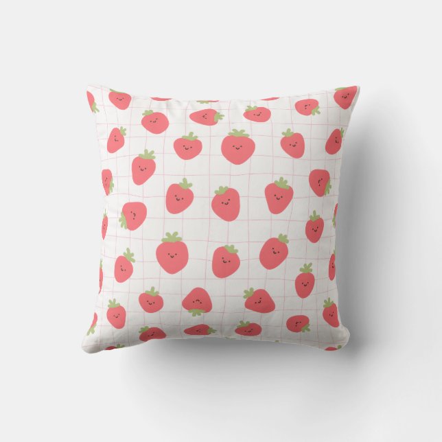 Almohada decorativa de rejilla de fresas lindas (Reverso)