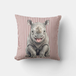 Almohada decorativa de rinoceronte bebé en acuarel