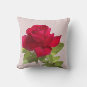 Almohada decorativa de rosa floral acuarela