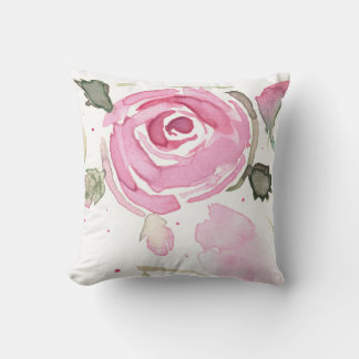 Almohada decorativa de rosa pintada a mano