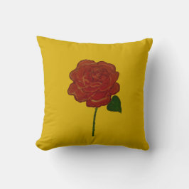 Almohada decorativa de rosa roja festiva y amarill