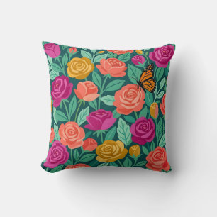 Almohada decorativa de rosas coloridas abstractas