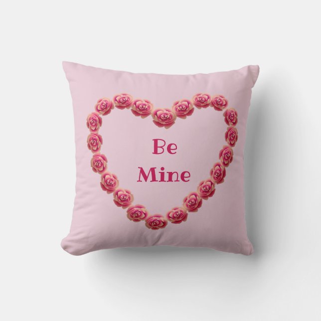 Almohada decorativa de rosas rosadas para el día d (Anverso)