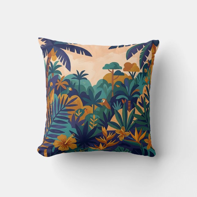 Almohada decorativa de selva tropical (Anverso)