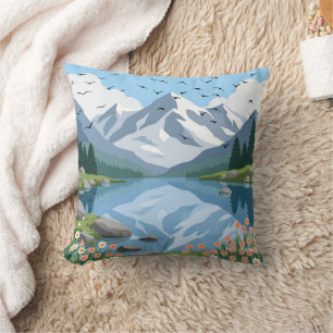 Almohada decorativa de sereno lago de montaña