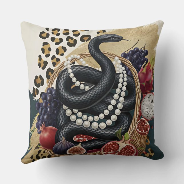 Almohada decorativa de serpiente ecléctica con per (Reverso )