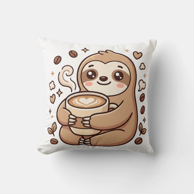 Almohada Decorativa de Sloth Latte (Anverso)