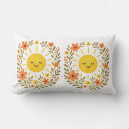 Almohada decorativa de sol y marco floral