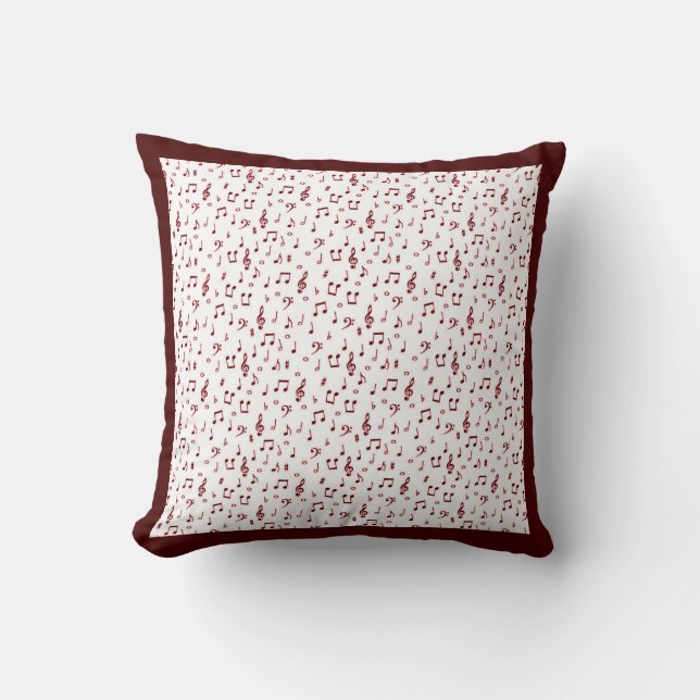 Almohada decorativa de tema musical rojo (Anverso)