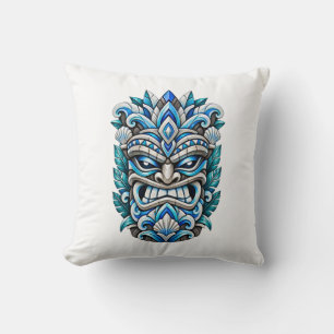 Almohada decorativa de Tiki Guardian de hielo azul