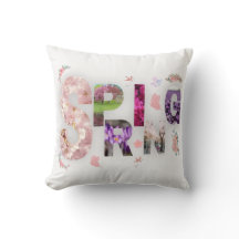 Almohada Decorativa de Tipografía Floral Spring Bl